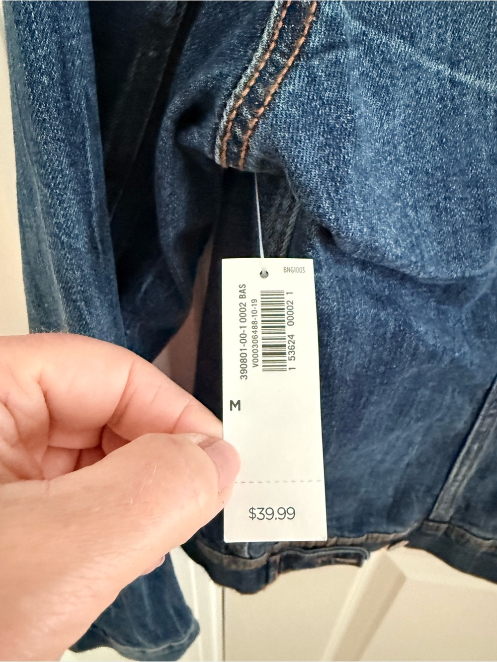 Old Navy Dark Blue Denim Jacket with Contrast Stitching - Picture 3 of 3
